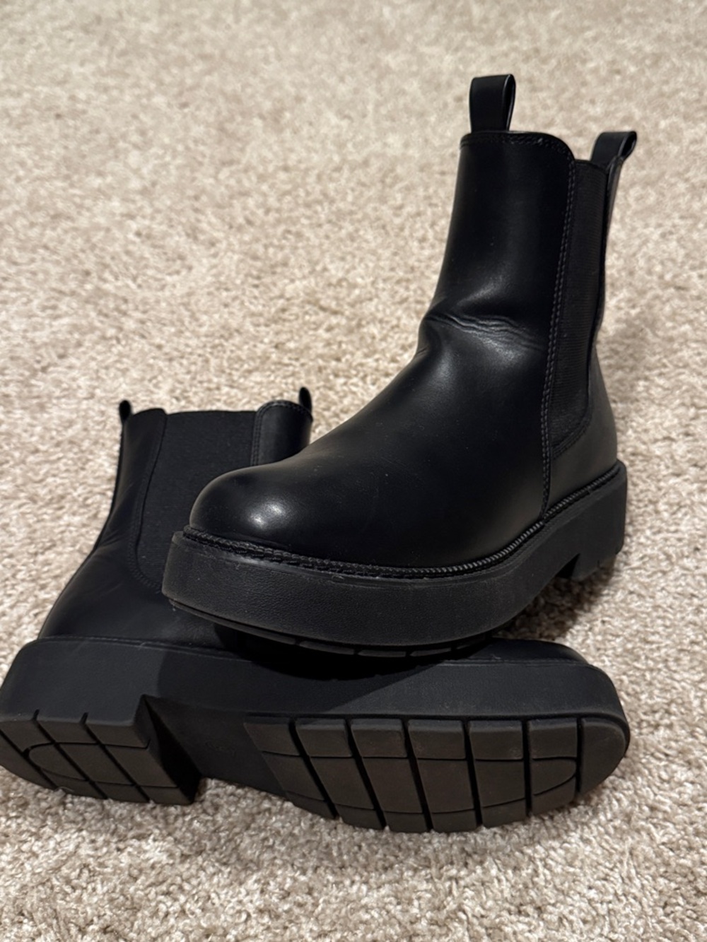Black Platform Chelsea Boots - Women's